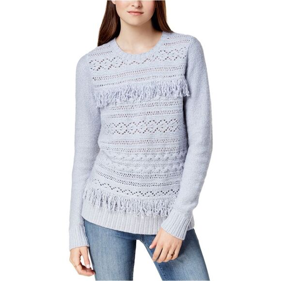 Kensie Womens Fringe Trim Knit Sweater, egy, XL - Picture 1 of 1